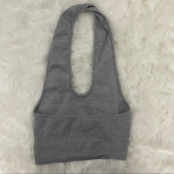 SHEIN Halter Crop Top, Ribbed, Grey,  Size Small - Picture 2 of 8